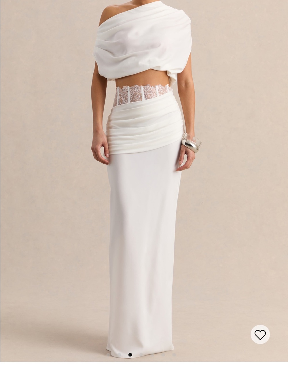 Club L London White One-Shoulder Lace-Waist Two piece set Dress